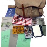 ACCESSORIES: Traditional canvas/leather tackle bag with removable wax liner, bag measures 15"x9"