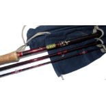 ROD: Hardy Graphite Salmon Fly Deluxe 15'4" 3 piece rod, burgundy finish, line rate 10, 26" cork