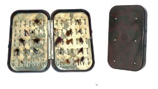 FLY BOX: Hardy Neroda ox blood Bakelite fly box, 6.25"x3.75", shallow model, stainless security