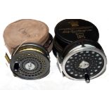 REELS: (2) Hardy Marquis 6 alloy trout fly reel in fine condition, black handle U shaped line guide,