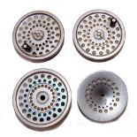 HARDY SPARE SPOOLS: (4) Hardy Perfect 3 5/8 alloy spare spool, 80mm across face, good grey enamel