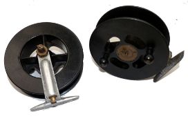 REELS (2): Pair of Pownall Patent Drag Oil-In 5" Bakelite sea reels, 4 screw Slater drum latches,