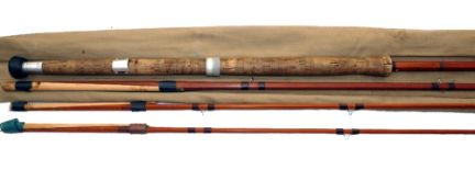 ROD: JS Sharpe of Aberdeen 12' 3 piece with correct spare tip, spliced joint salmon fly rod,