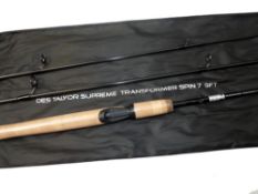ROD: A Des Taylor Supreme Transformer Spin rod, 7 to 9' Grand Slam, three piece woven blank, SIC