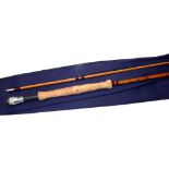 ROD: J H McGinn Lakeland 10' 2 piece split cane trout fly rod, in as new condition, line rate 8,