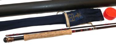 ROD: Hardy Graphite Deluxe 10'6" 2 piece trout fly rod, line 7/8, burgundy black, burgundy whipped