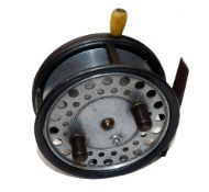 REEL: Hardy Silex major 4" alloy drum reel, twin black handles, ventilated face plate, ivorine brake