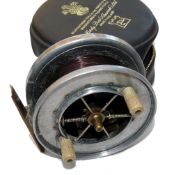 REEL: Allcock Aerial Popular 3.5" Centrepin reel, twin ivorine handles, 6 spoke with tension