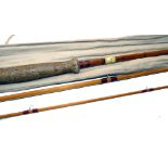 ROD: C H Haygarth Dinnet 11'6" 3 piece split cane sea trout and grilse rod, light straw cane,