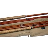 RODS: (2) Sharpe's of Aberdeen 13' 3 piece spliced joint salmon fly rod, whip repair to 2nd section,