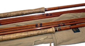 RODS: (2) Sharpe's of Aberdeen 13' 3 piece spliced joint salmon fly rod, whip repair to 2nd section,