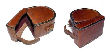 HARDY REEL CASE: Hardy Bros Alnwick block leather contract drum fly reel case, internally measures