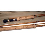RODS: (2) Mitre Hardy The Dunkeld 12' 3 piece hand built cane salmon fly rod, No.96212, burgundy