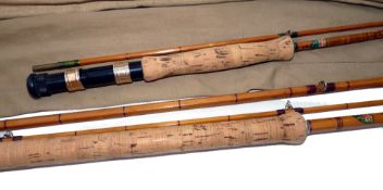 RODS: (2) Mitre Hardy The Dunkeld 12' 3 piece hand built cane salmon fly rod, No.96212, burgundy