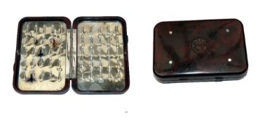 ACCESSORY: Hardy pocket Neroda fly box, measuring 3.75"x2.5", oxblood finish, Hardy logo to lid,