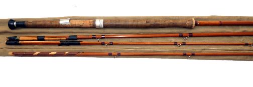 ROD: JS Sharpe of Aberdeen 12' 3 piece with correct spare tip, spliced joint salmon fly rod, and