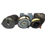 REELS: (3) An Aquarex 400 S alloy salmon fly reel, sliding brake check adjuster, twin U shaped