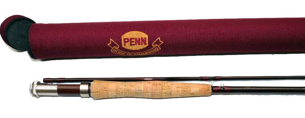 ROD: Penn International Gold Medal IMS Graphite 9'6" 2 piece trout fly rod, line rate 6, burgundy