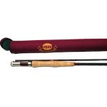 ROD: Penn International Gold Medal IMS Graphite 9'6" 2 piece trout fly rod, line rate 6, burgundy