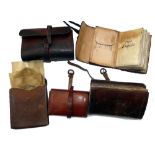 WALLETS: (5) Collection of 5 trout/salmon leather fly wallets from 4.5" to 6.5" wide, incl. a red