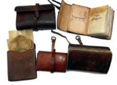 WALLETS: (5) Collection of 5 trout/salmon leather fly wallets from 4.5" to 6.5" wide, incl. a red