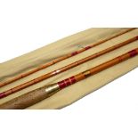 ROD: Allcock Wizard 11'6" 3 piece Avon style rod, whole cane butt, split cane middle/tip, burgundy