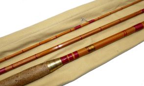 ROD: Allcock Wizard 11'6" 3 piece Avon style rod, whole cane butt, split cane middle/tip, burgundy