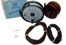 REELS & LINES: (4) Hardy Viscount 150 alloy fly reel, in fine condition, backplate check adjuster,