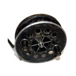 REEL: Allcock Aerial 4.5" diameter wide drum centre pin reel, chromed 6 spoke with tension adjuster,