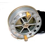 REEL: Hardy The Berwick alloy Centre pin trotting reel, 4" diameter, gold/silver anodised finish,