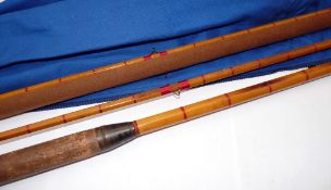 ROD: Malleson of Brooklyn 15' 3 piece plus correct spare tip split bamboo salmon fly rod,