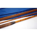 ROD: Malleson of Brooklyn 15' 3 piece plus correct spare tip split bamboo salmon fly rod,