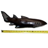 CARVED WOOD FISH: Carved heavy wood fish, perhaps Lignum vitae? Measures 17" long, barbel type