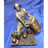 BRONZE FIGURE: Cast bronze figure of a fisherman with catch basket by Veronese 2004, impressed to