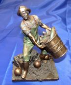 BRONZE FIGURE: Cast bronze figure of a fisherman with catch basket by Veronese 2004, impressed to