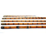 ROACH POLE: Decorative bamboo 6 section Thames style roach pole with drop rings, 17'6" 6 piece,
