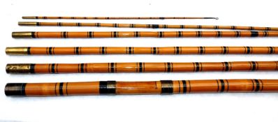 ROACH POLE: Decorative bamboo 6 section Thames style roach pole with drop rings, 17'6" 6 piece,