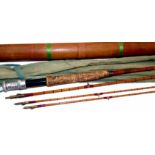 ROD: Hardy The Fairey 9’6” 3 pce Palakona trout fly rod No A21747B ^ two tips^ 5” and 6” short^