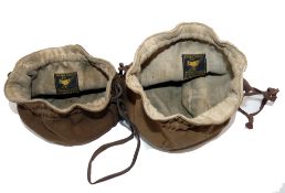 REEL BAGS: (2) Pair of Hardy Selvyt reel bags, one approx. 4.5" diameter, fits wide drum salmon