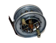 REEL: Allcock's Aerial Popular wide drum centre pin reel,3" diameter, 6 spoke with tension