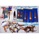 LURES: Collection of 32 Toby style metal baits inc. a few original Toby copper lures, sizes range