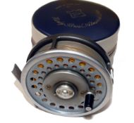 REEL: Hardy Marquis 8/9 Multiplier alloy fly reel, black handle, quick release drum backplate