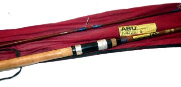 ROD: Abu Atlantic 403 Zoom spinning rod, little used condition, 9' 2 piece hollow glass, metal