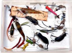 LURES: (Qty) Collection of mice, bugs, grasshoppers and assorted insect lures and fly rod baits,