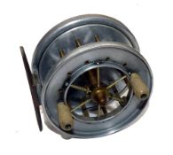 REEL: Allcock's Aerial Popular 3" wide drum centre pin reel, 6 spoke with tension regulator, twin