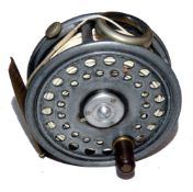 REEL: Hardy 3" St George alloy fly reel, 3 screw latch, good smoke agate line guide, black handle,