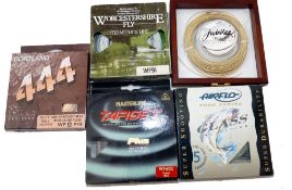 FLY LINES: (5) Five new shop stock boxed fly lines, Cortland 444 WF8 f/s, AIRFLO 7000 series WF7-