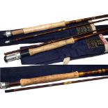 RODS: (3) Hardy Richard Walker Little Lake 9' 2 piece fibalite trout fly rod, line rate 7, guides