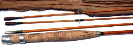 ROD: Hardy The Marvel Rod 7'6" 3 piece plus correct spare tip Palakona fly rod, No.D5262, clear