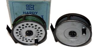 REELS: (2) Hardy Viscount 130 alloy trout fly reel in as new condition, backplate tension